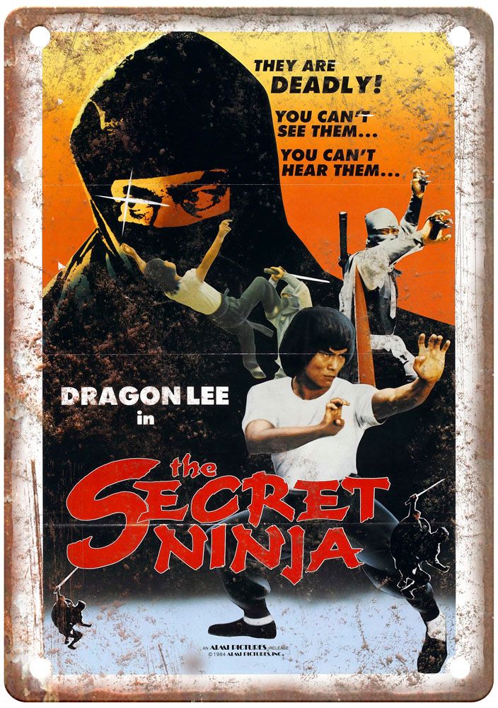 Secret Ninja Vintage Movie Poster Old Retro Look Metal Sign