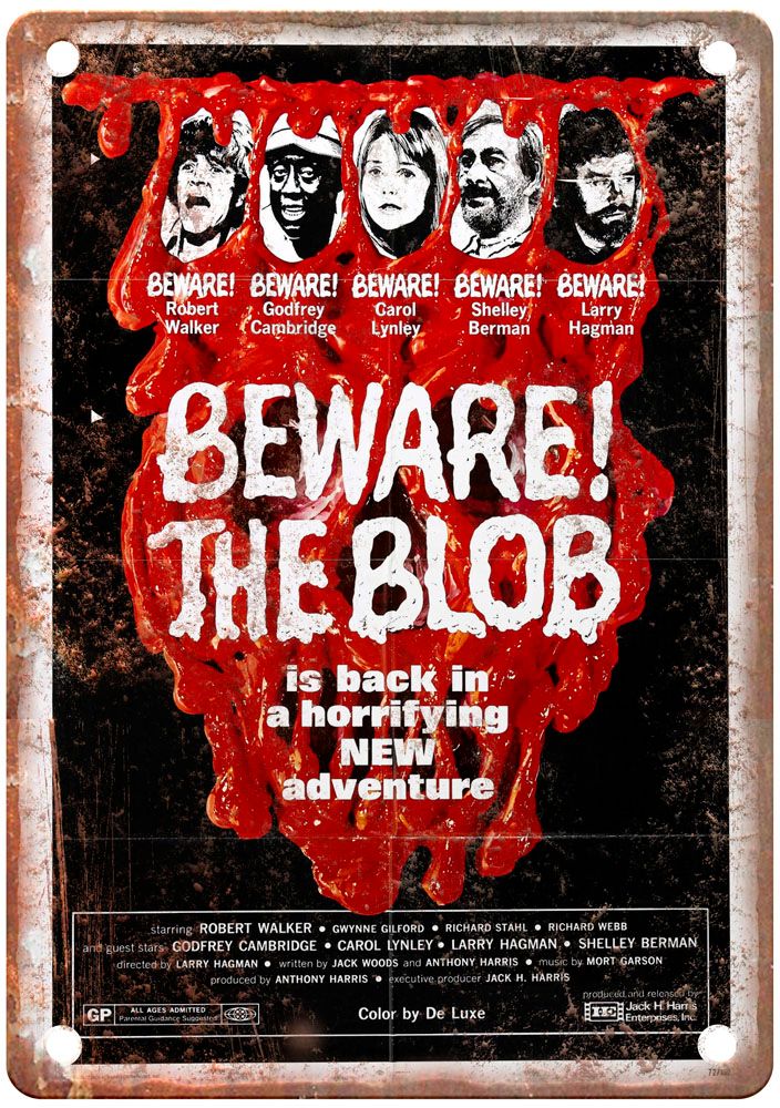 Beware Blob Vintage Movie Poster Old Retro Look Metal Sign