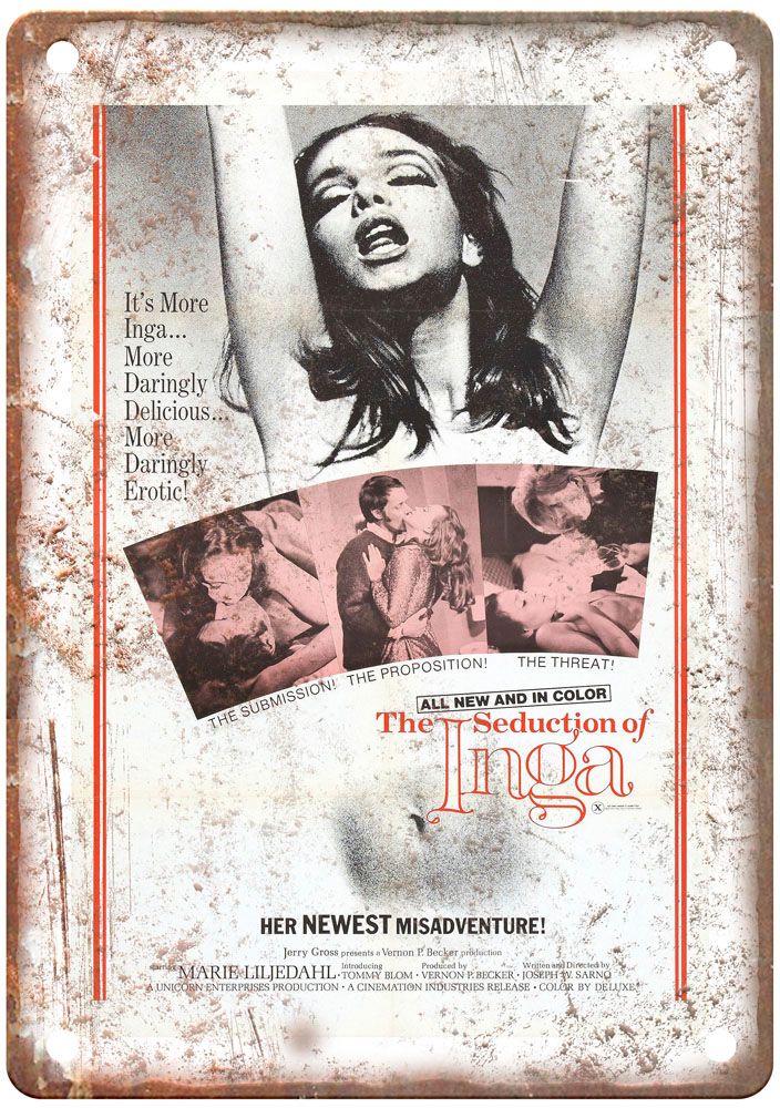 Seduction Of Inga Vintage Movie Poster Old Retro Look Metal Sign