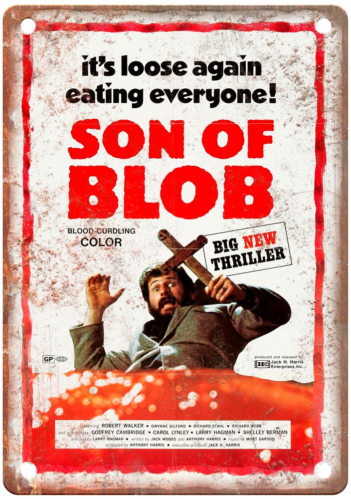 Beware Blob Vintage Movie Poster Old Retro Look Metal Sign