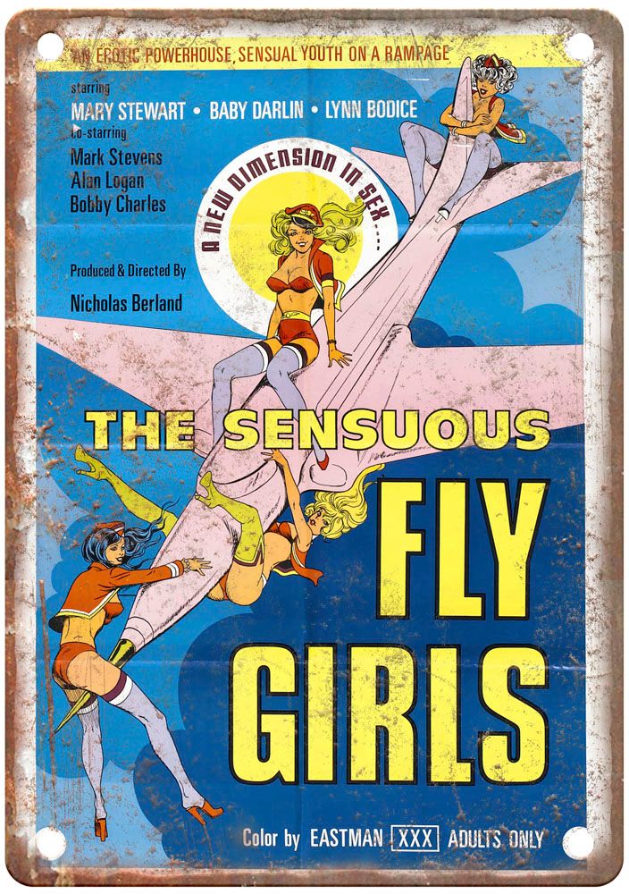 Sensuous Fly Girls Vintage Movie Poster Old Retro Look Metal Sign