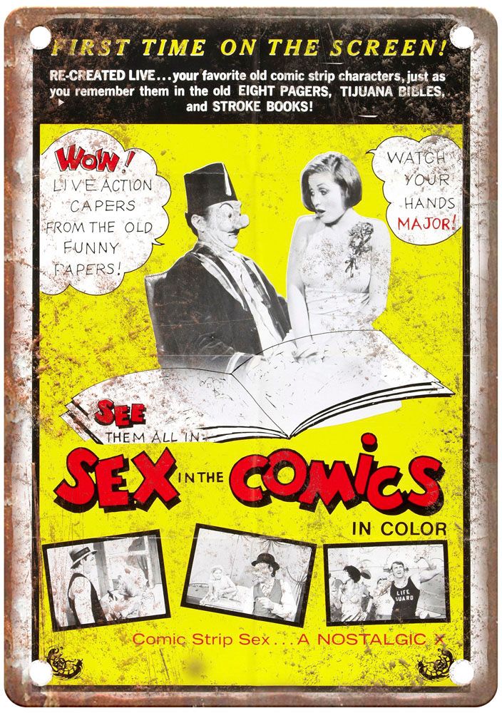 Sex In Comics Vintage Movie Poster Old Retro Look Metal Sign