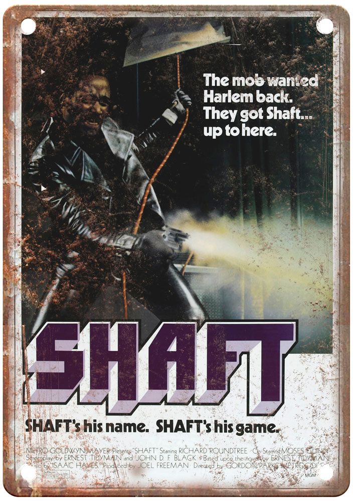 Shaft Vintage Movie Poster Old Retro Look Metal Sign