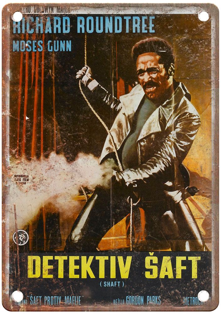 Shaft Vintage Movie Poster Old Retro Look Metal Sign