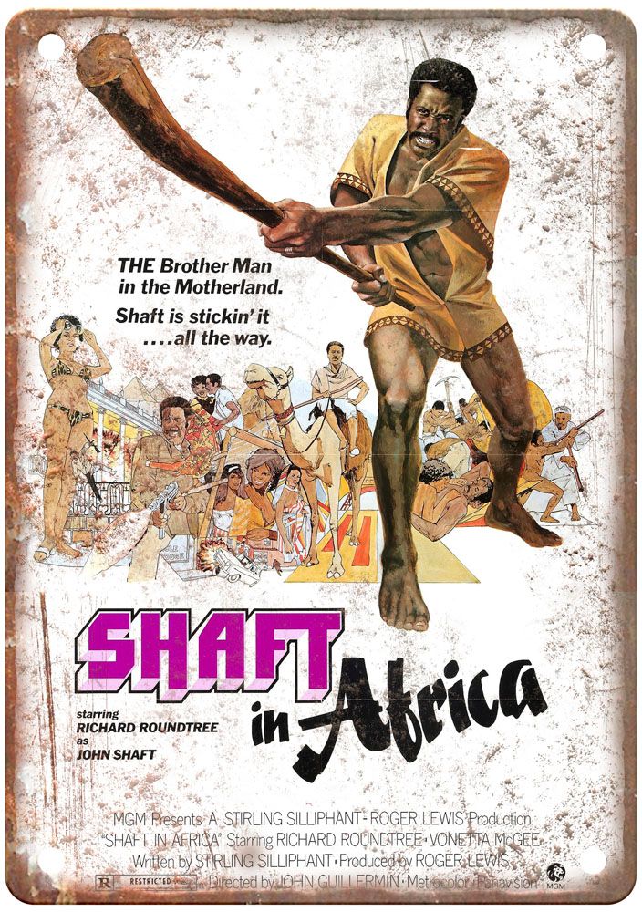 Shaft In Africa Vintage Movie Poster Old Retro Look Metal Sign