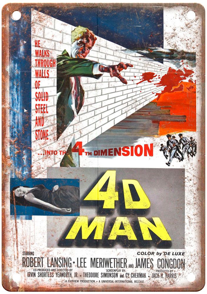 4d Man Vintage Movie Poster Old Retro Look Metal Sign