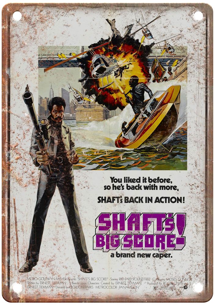 Shafts Big Score Vintage Movie Poster Old Retro Look Metal Sign