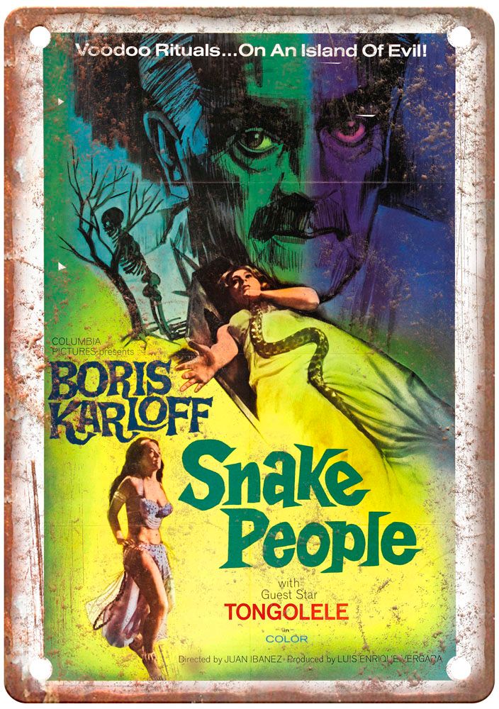 Snake People Vintage Movie Poster Old Retro Look Metal Sign