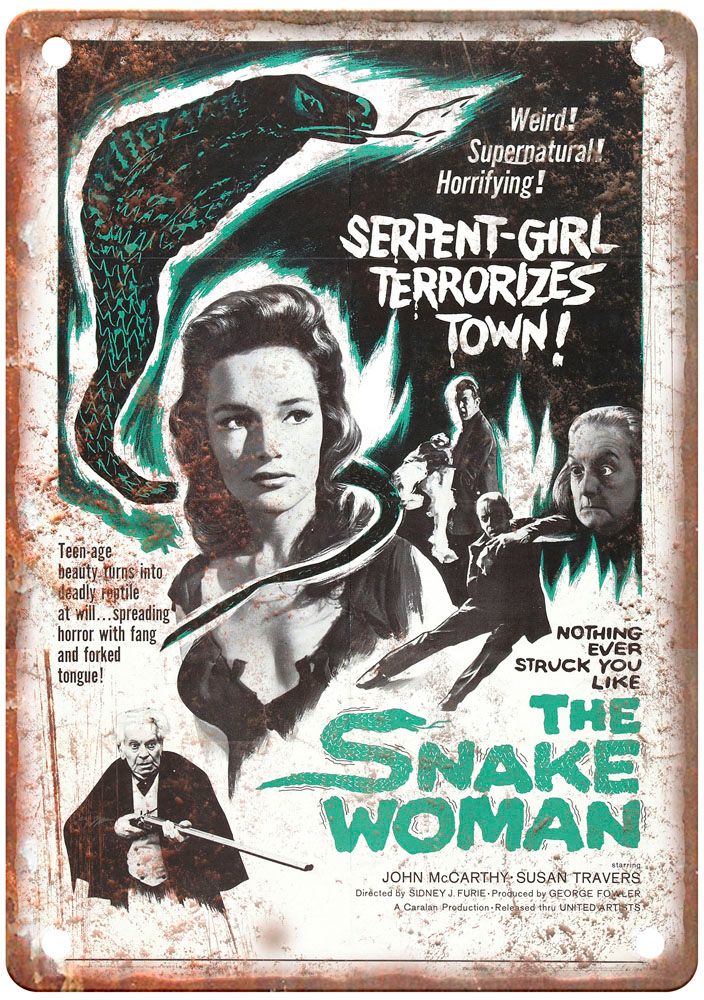 Snake Woman Vintage Movie Poster Old Retro Look Metal Sign