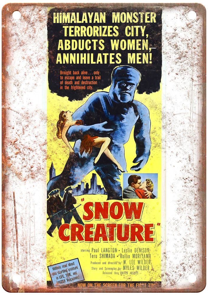 Snow Creature Vintage Movie Poster Old Retro Look Metal Sign