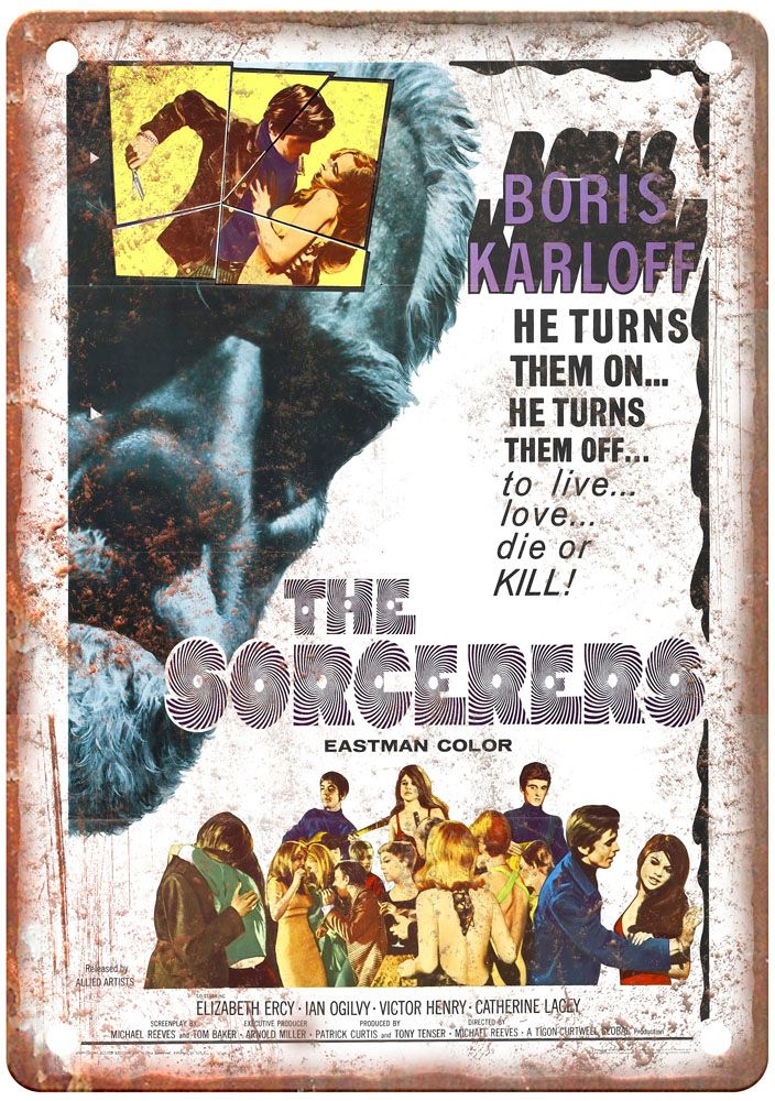 Sorcerers Vintage Movie Poster Old Retro Look Metal Sign