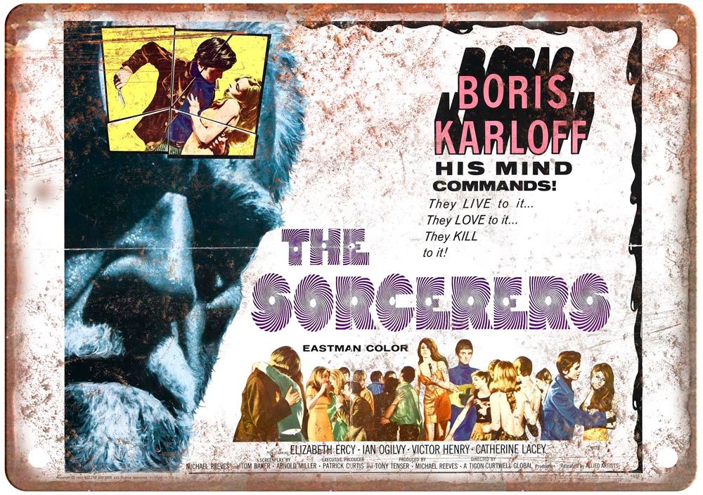 Sorcerers Vintage Movie Poster Old Retro Look Metal Sign