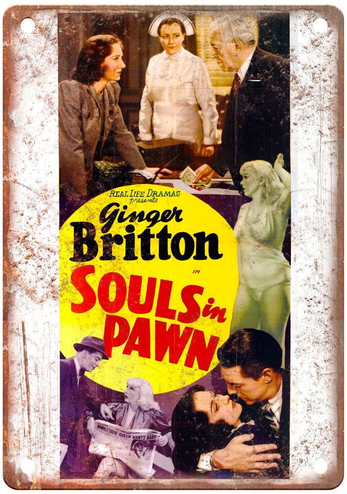 Souls In Pawn Vintage Movie Poster Old Retro Look Metal Sign