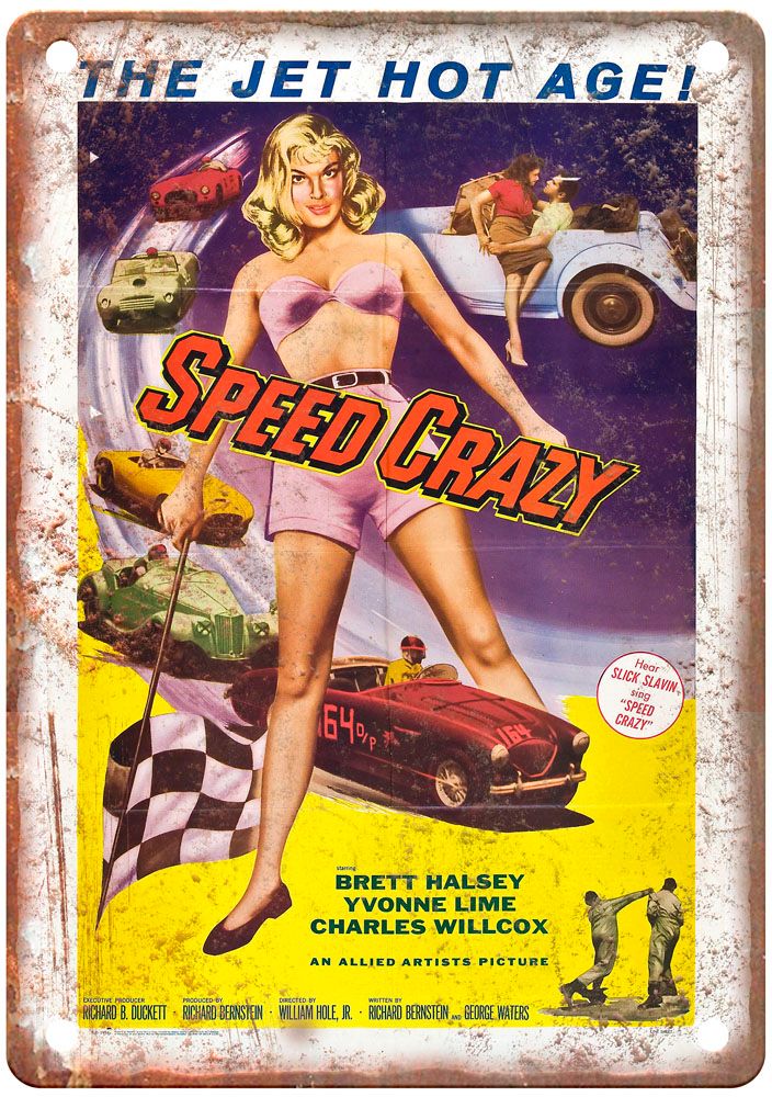 Speed Crazy Vintage Movie Poster Old Retro Look Metal Sign