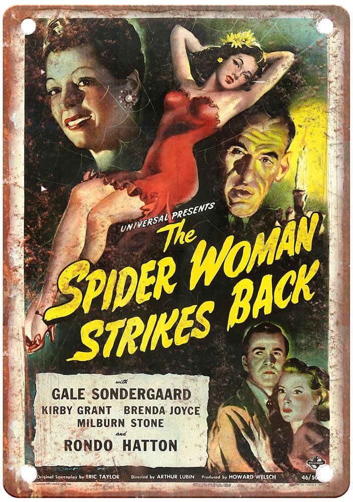 Spider Woman Strikes Back Vintage Movie Poster Old Retro Look Metal Sign