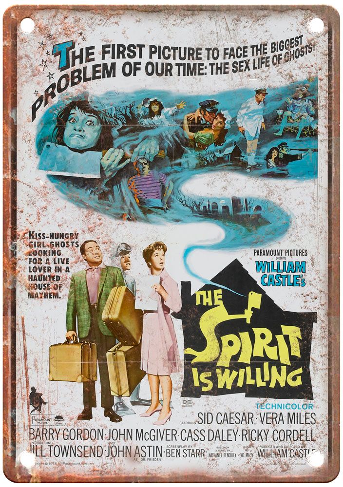 Spirit Is Willing Vintage Movie Poster Old Retro Look Metal Sign