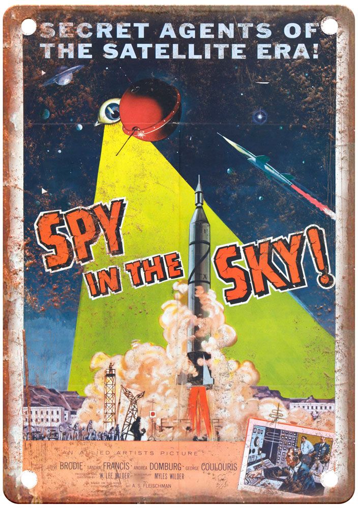 Spy In Sky Vintage Movie Poster Old Retro Look Metal Sign