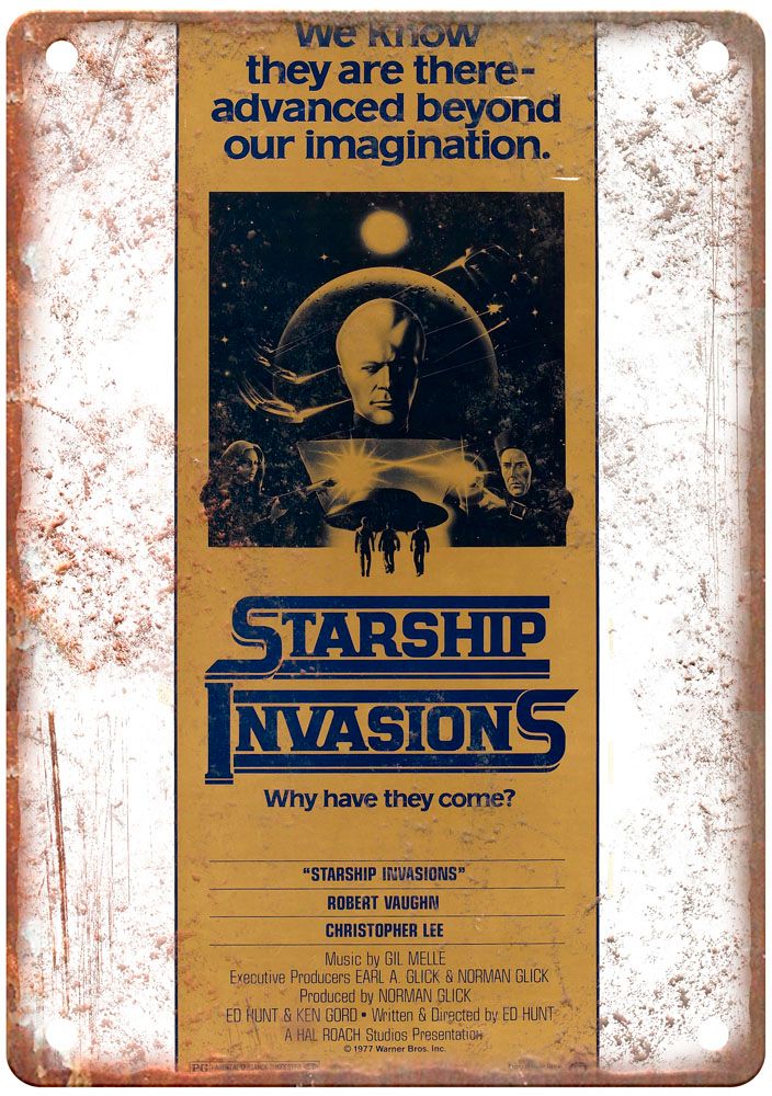 Starship Invasions Vintage Movie Poster Old Retro Look Metal Sign