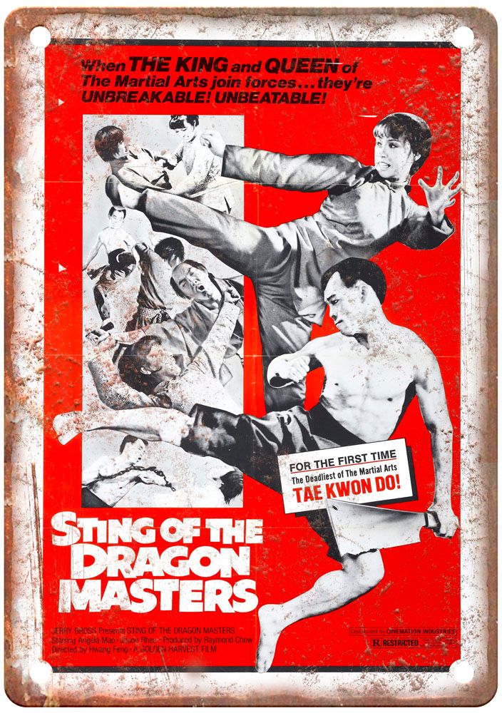 Sting Of Dragon Masters Vintage Movie Poster Old Retro Look Metal Sign