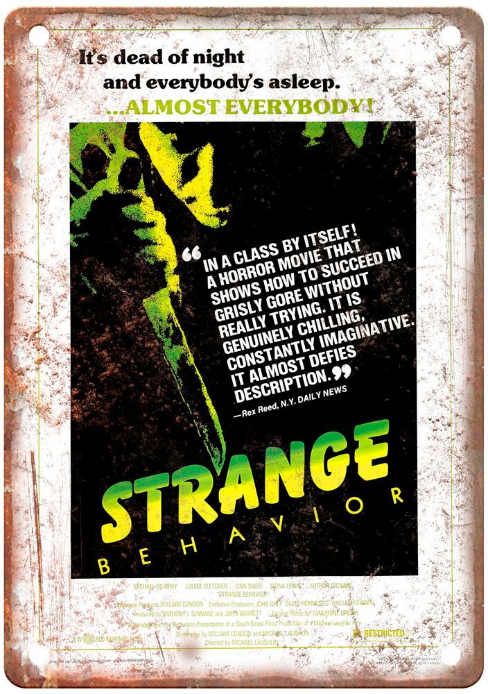 Strange Behavior Vintage Movie Poster Old Retro Look Metal Sign