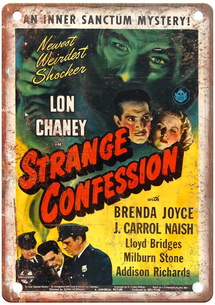 Strange Confession Vintage Movie Poster Old Retro Look Metal Sign