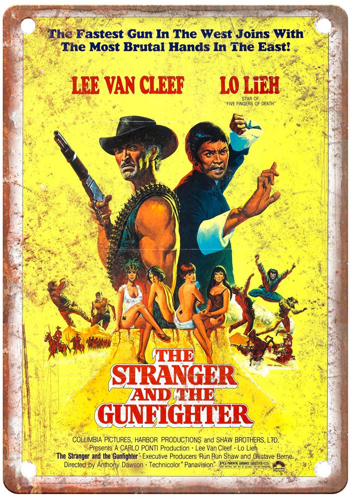 Stranger And Gunfighter Vintage Movie Poster Old Retro Look Metal Sign