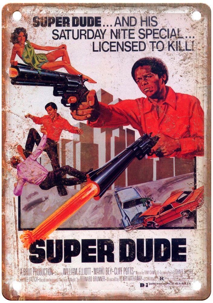 Super Dude Vintage Movie Poster Old Retro Look Metal Sign