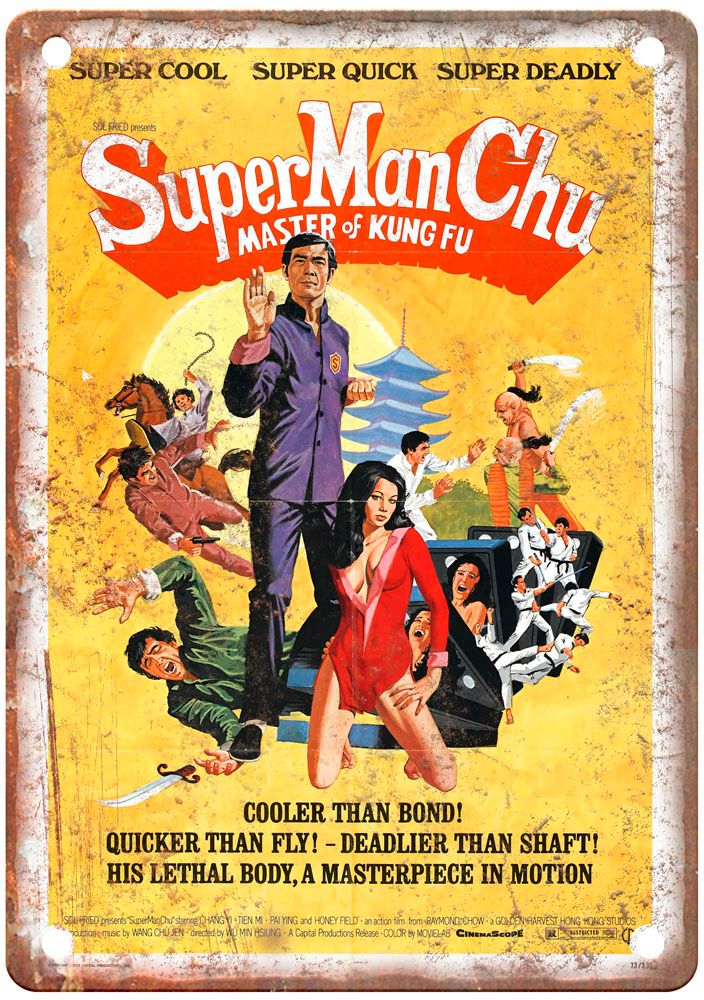 Super Man Chu Vintage Movie Poster Old Retro Look Metal Sign