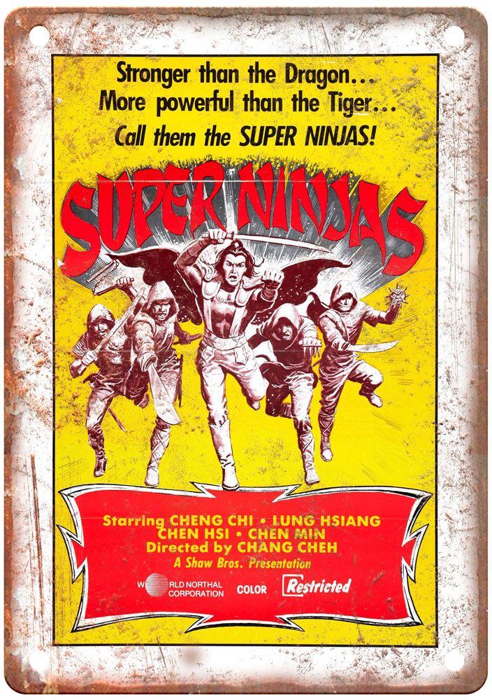 Super Ninjas Vintage Movie Poster Old Retro Look Metal Sign