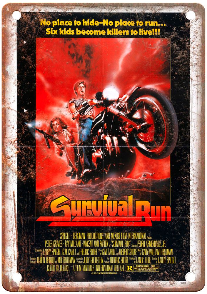 Survival Run Vintage Movie Poster Old Retro Look Metal Sign