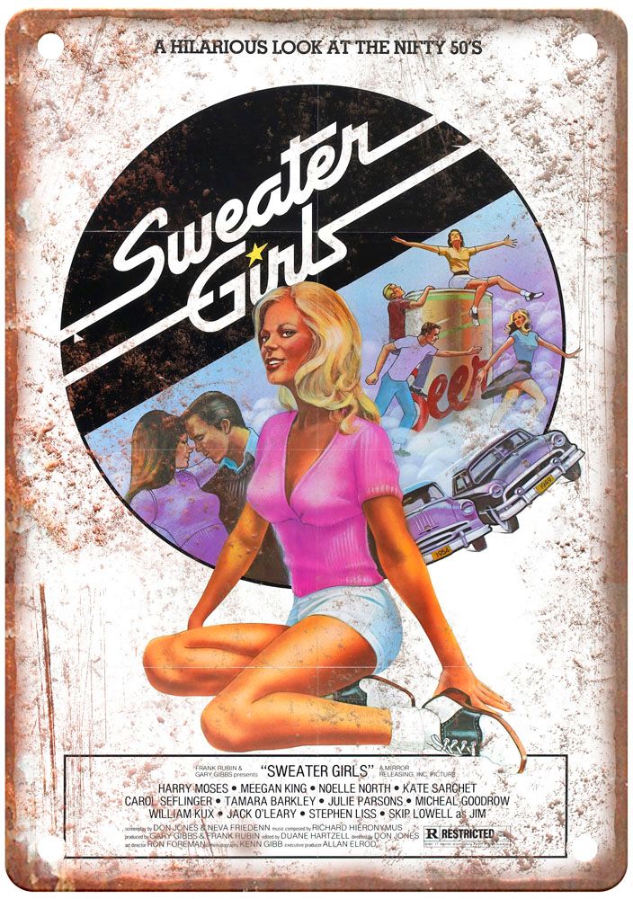 Sweater Girls Vintage Movie Poster Old Retro Look Metal Sign