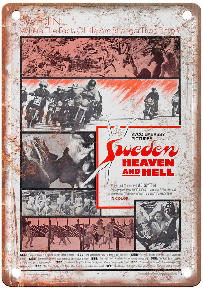 Sweden Heaven And Hell Vintage Movie Poster Old Retro Look Metal Sign