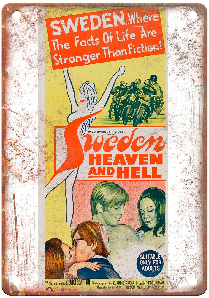 Sweden Heaven And Hell Vintage Movie Poster Old Retro Look Metal Sign