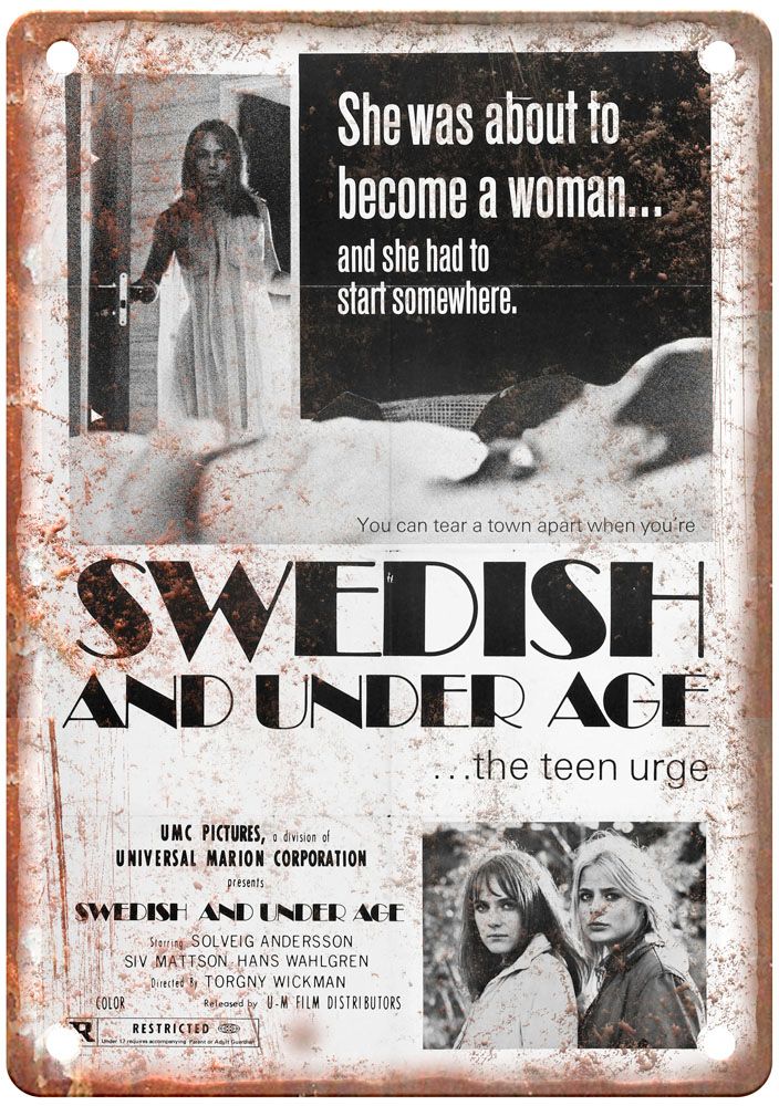 Swedish And Underage Vintage Movie Poster Old Retro Look Metal Sign