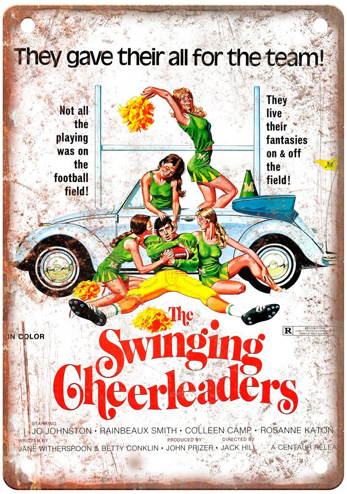 Swinging Cheerleaders Vintage Movie Poster Old Retro Look Metal Sign