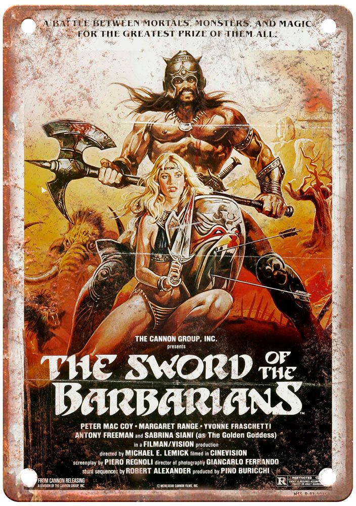 Sword Of Barbarians Vintage Movie Poster Old Retro Look Metal Sign