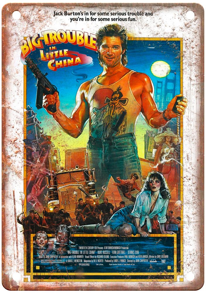 Big Trouble In Little China Vintage Movie Poster Old Retro Look Metal Sign