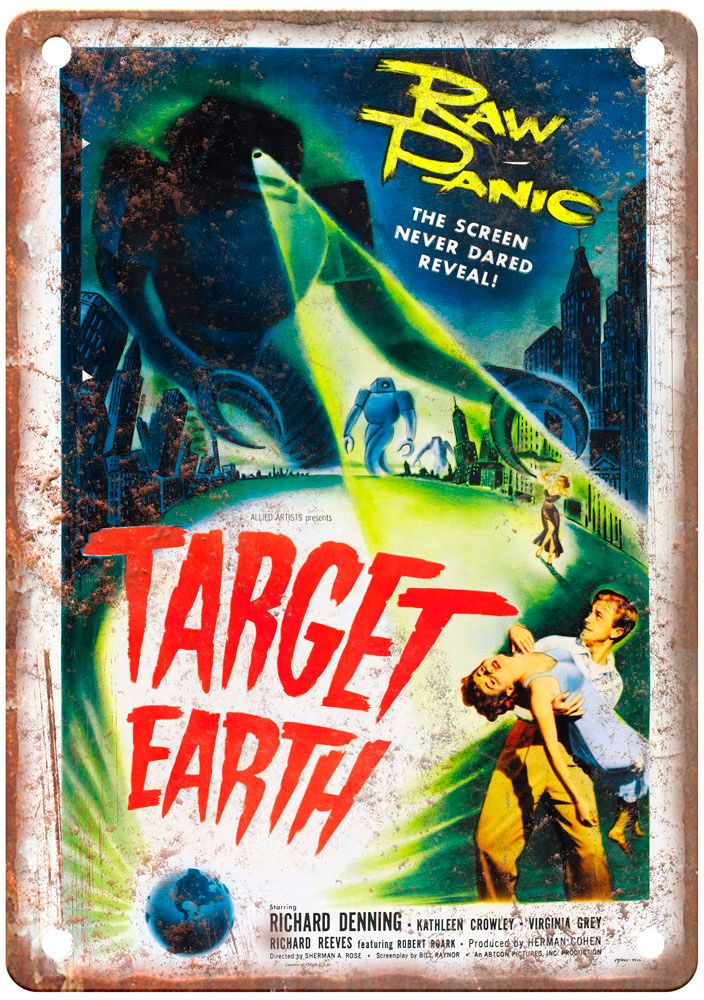 Target Earth Vintage Movie Poster Old Retro Look Metal Sign