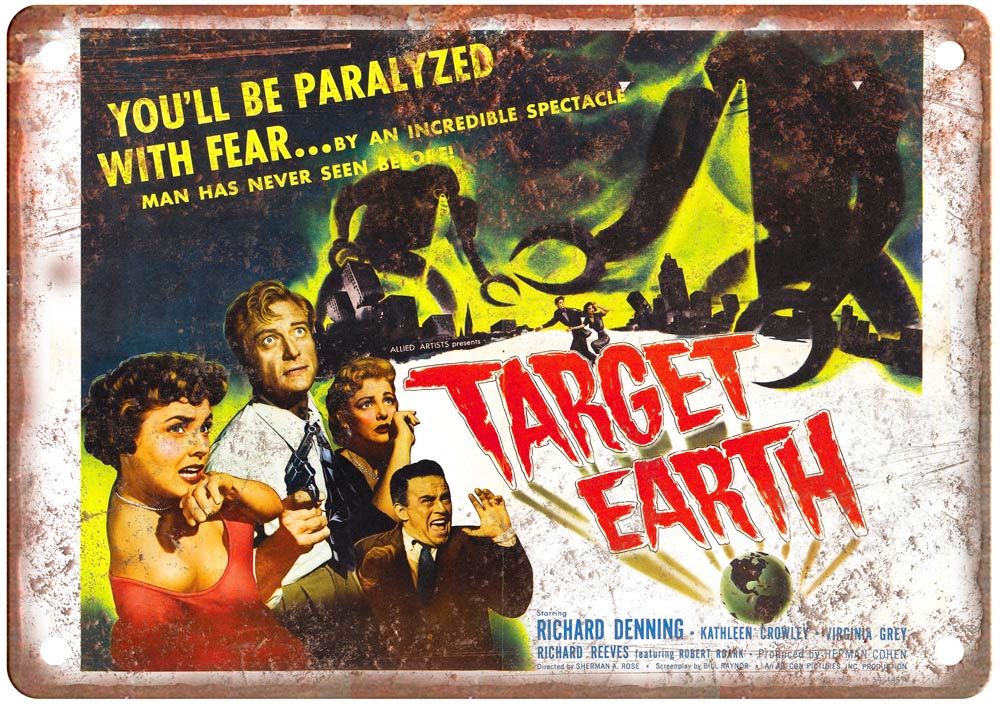 Target Earth Vintage Movie Poster Old Retro Look Metal Sign