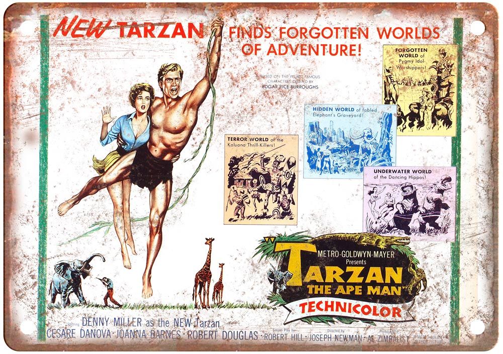 Tarzan Ape Man 1959 Vintage Movie Poster Old Retro Look Metal Sign