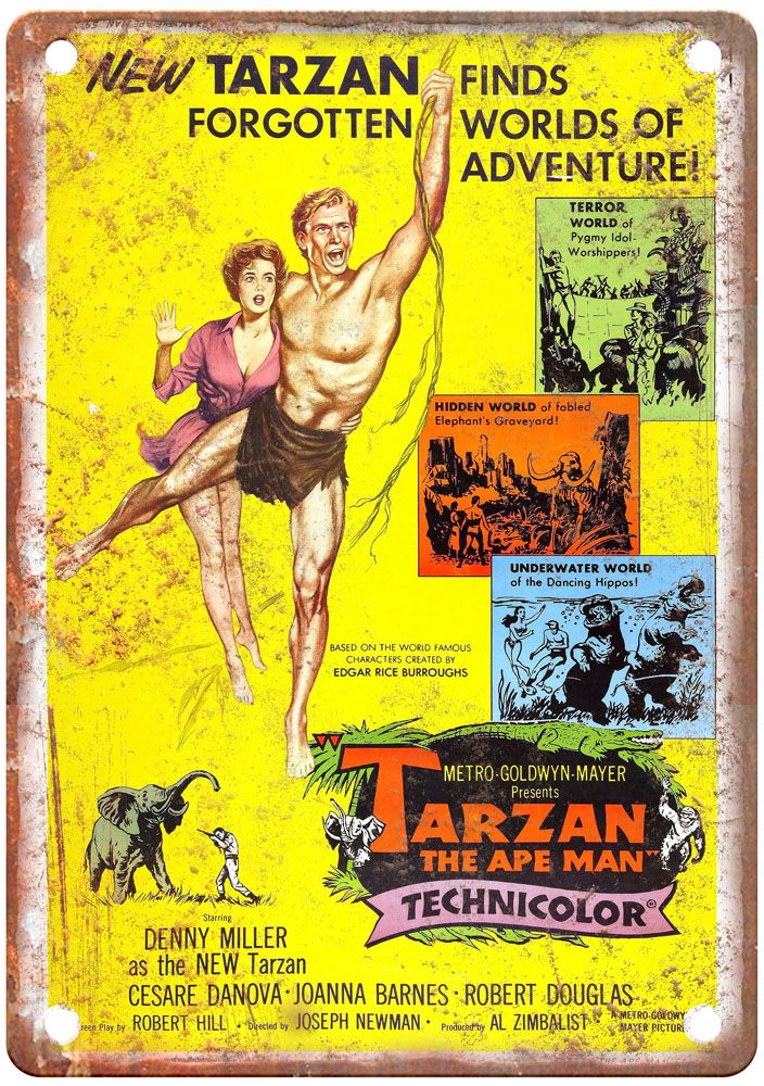 Tarzan Ape Man 1959 Vintage Movie Poster Old Retro Look Metal Sign