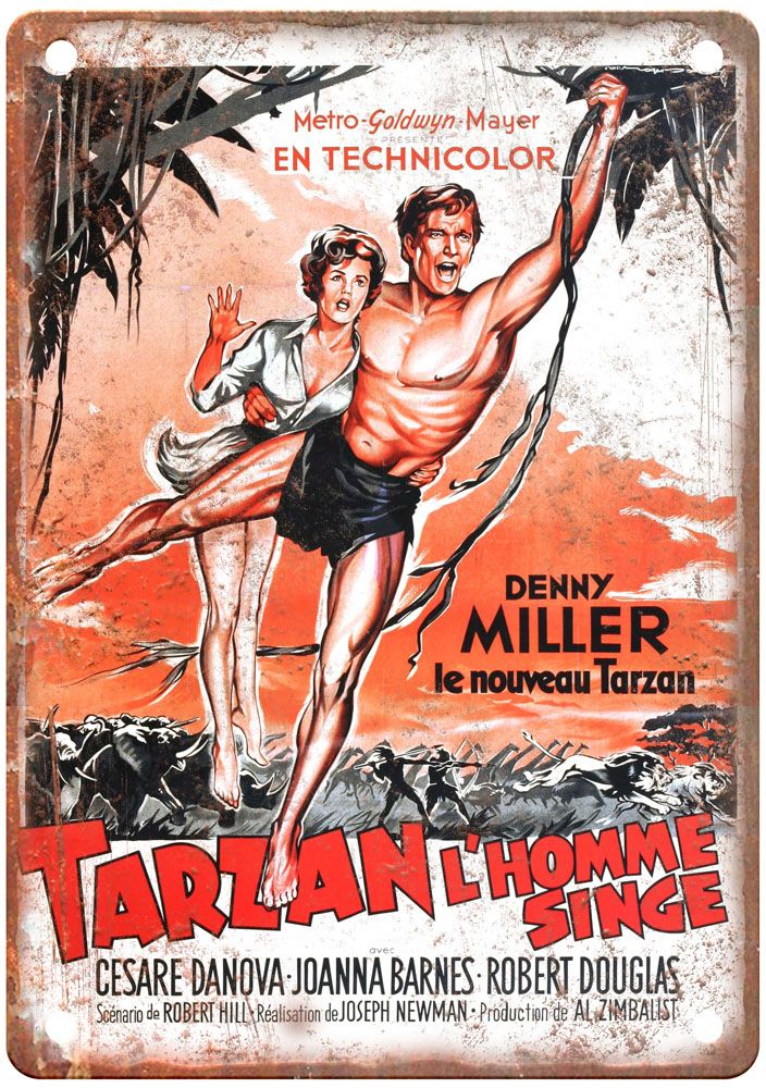 Tarzan Ape Man 1959 Vintage Movie Poster Old Retro Look Metal Sign