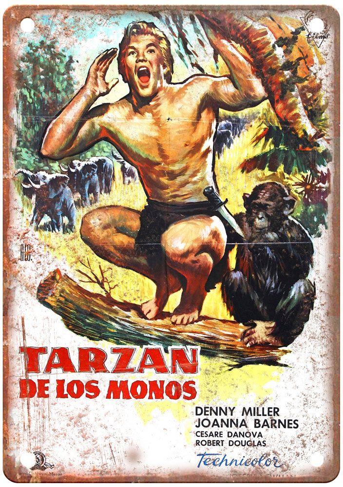 Tarzan Ape Man 1959 Vintage Movie Poster Old Retro Look Metal Sign