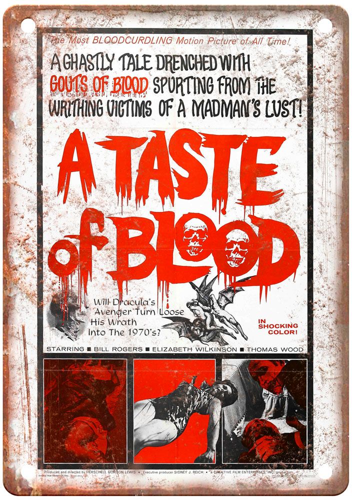 Taste Of Blood Vintage Movie Poster Old Retro Look Metal Sign