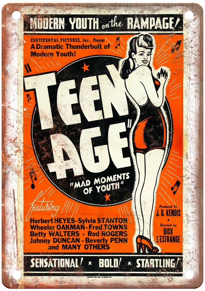 Teen Age 1944 Vintage Movie Poster Old Retro Look Metal Sign