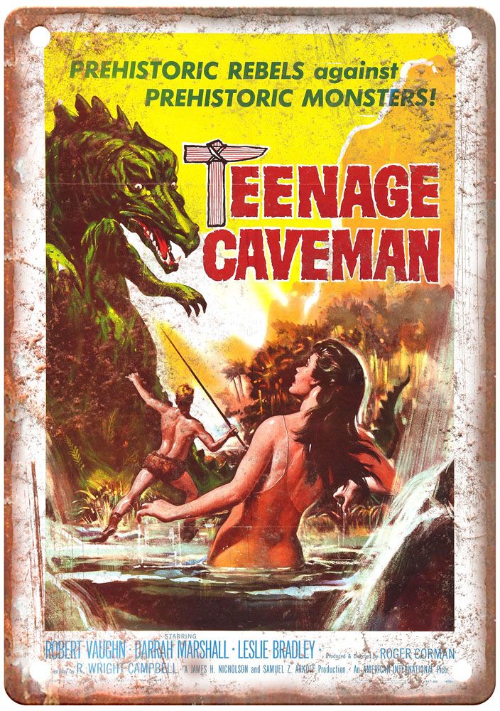 Teenage Caveman Vintage Movie Poster Old Retro Look Metal Sign