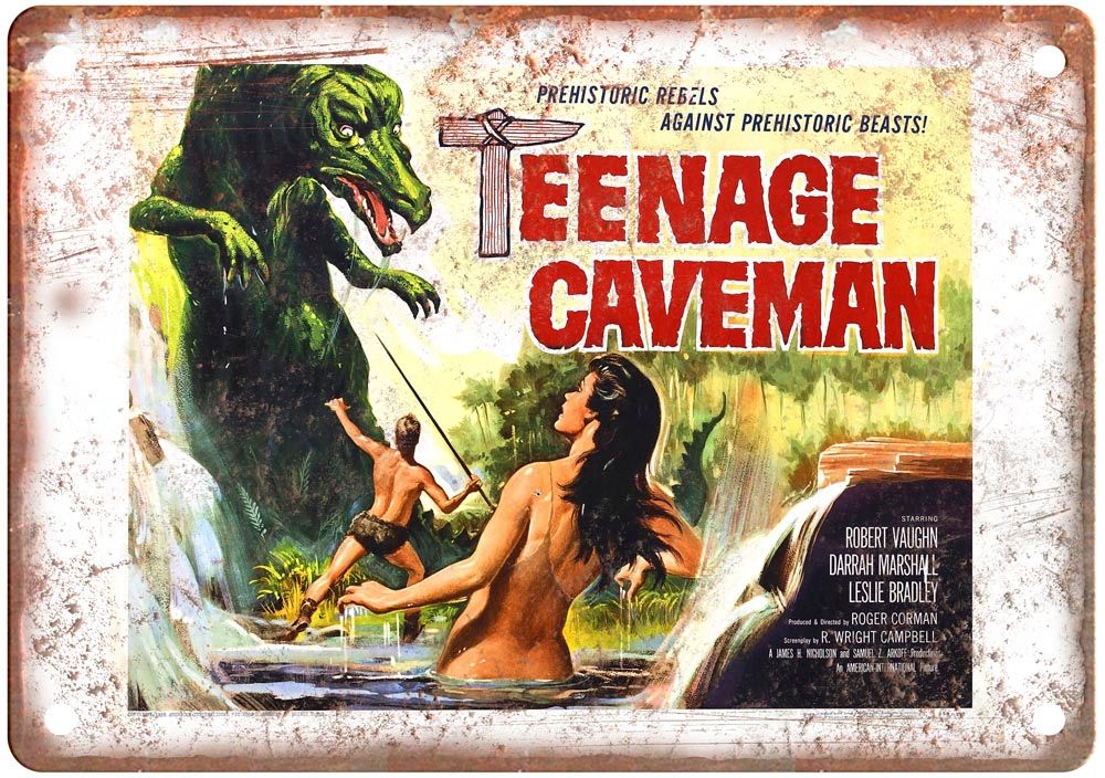 Teenage Caveman Vintage Movie Poster Old Retro Look Metal Sign