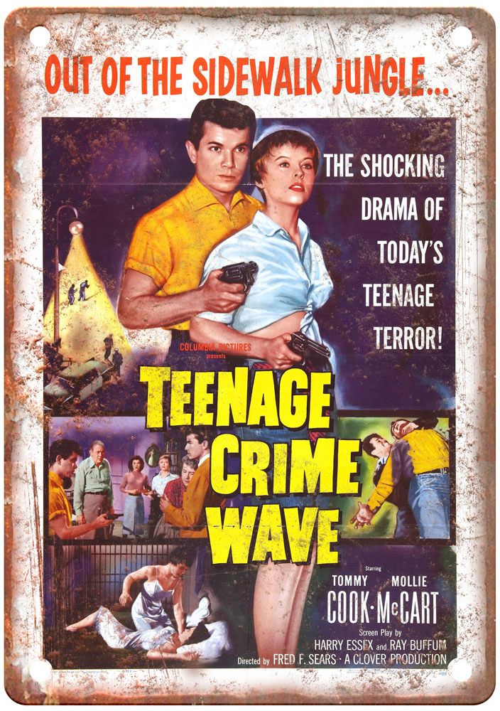 Teenage Crime Wave Vintage Movie Poster Old Retro Look Metal Sign