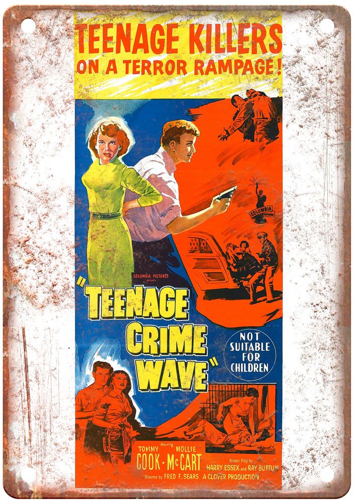 Teenage Crime Wave Vintage Movie Poster Old Retro Look Metal Sign