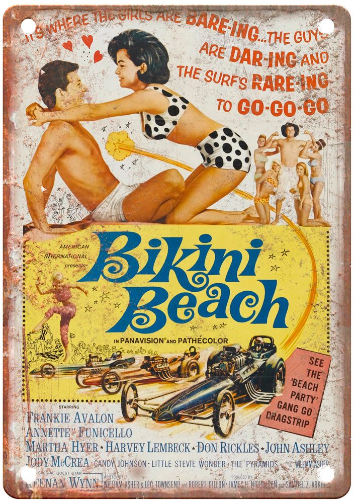 Bikini Beach Vintage Movie Poster Old Retro Look Metal Sign